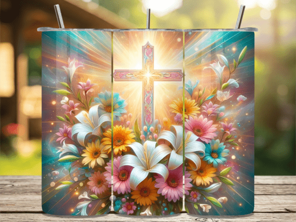 Download Pastel Floral Easter Cross Tumbler Wrap - Pastel floral easter Collection