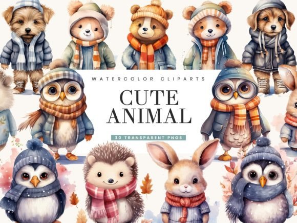 Download Watercolor Cute Animal Clipart Bundle - Cute animal clipart Collection