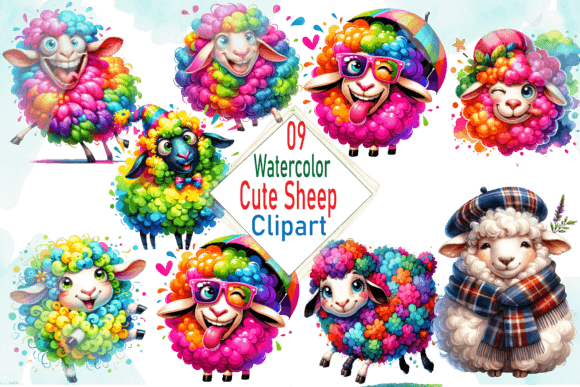 Download Watercolor Cute Sheep Clipart Bundle - Premium Resources
